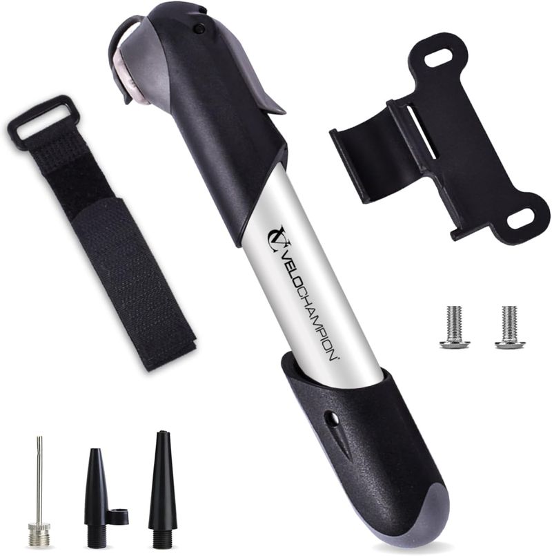 VeloChampion Mini Bomba de Bicicleta Alloy Se Adapta a Presta, Schrader & Dunlop - Portátil, Compacto, Duradero y rápido y fácil de Usar