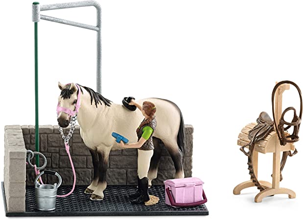 Schleich 42104 Horse Club play set - área de lavado para caballos, juguetes a partir de 5 años
