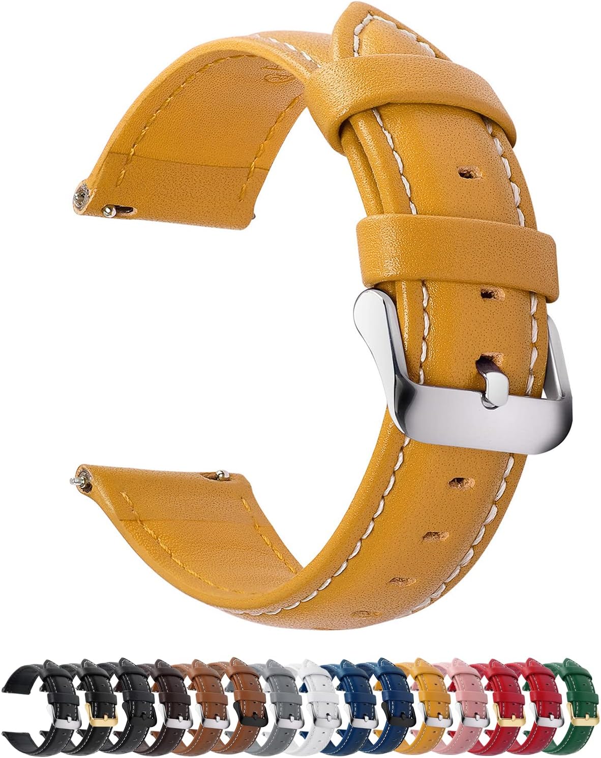 Fullmosa Axus Correa Piel para Correa Reloj,Correa/Banda/Pulsera/Strap 14mm 16mm 18mm 19mm 20mm 22mm 24mm Para Samsung Galaxy Watch 5/4/3,Huawei GT2,Garmin Watch