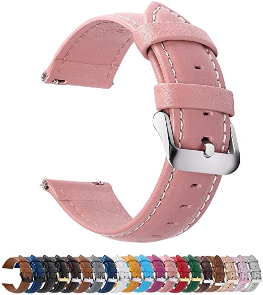 Fullmosa Axus Correa Piel para Correa Reloj,Correa/Banda/Pulsera/Strap 22mm Para Samsung Galaxy Watch 5/4/3,Huawei GT2,Garmin Watch. Rosa.