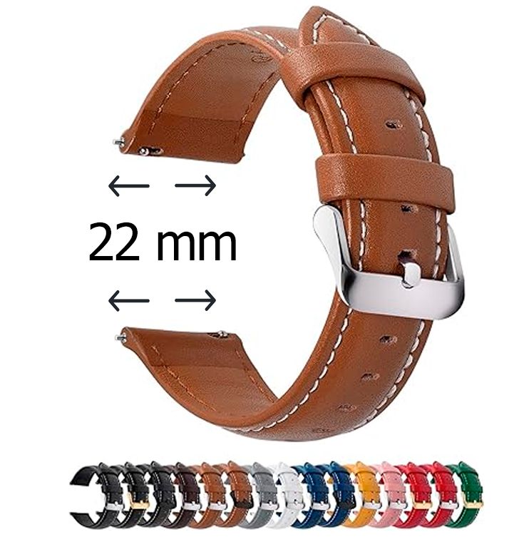 Fullmosa Axus Correa Piel para Correa Reloj,Correa/Banda/Pulsera/Strap 22mm Para Samsung Galaxy Watch 5/4/3,Huawei GT2,Garmin Watch, Marrón.
