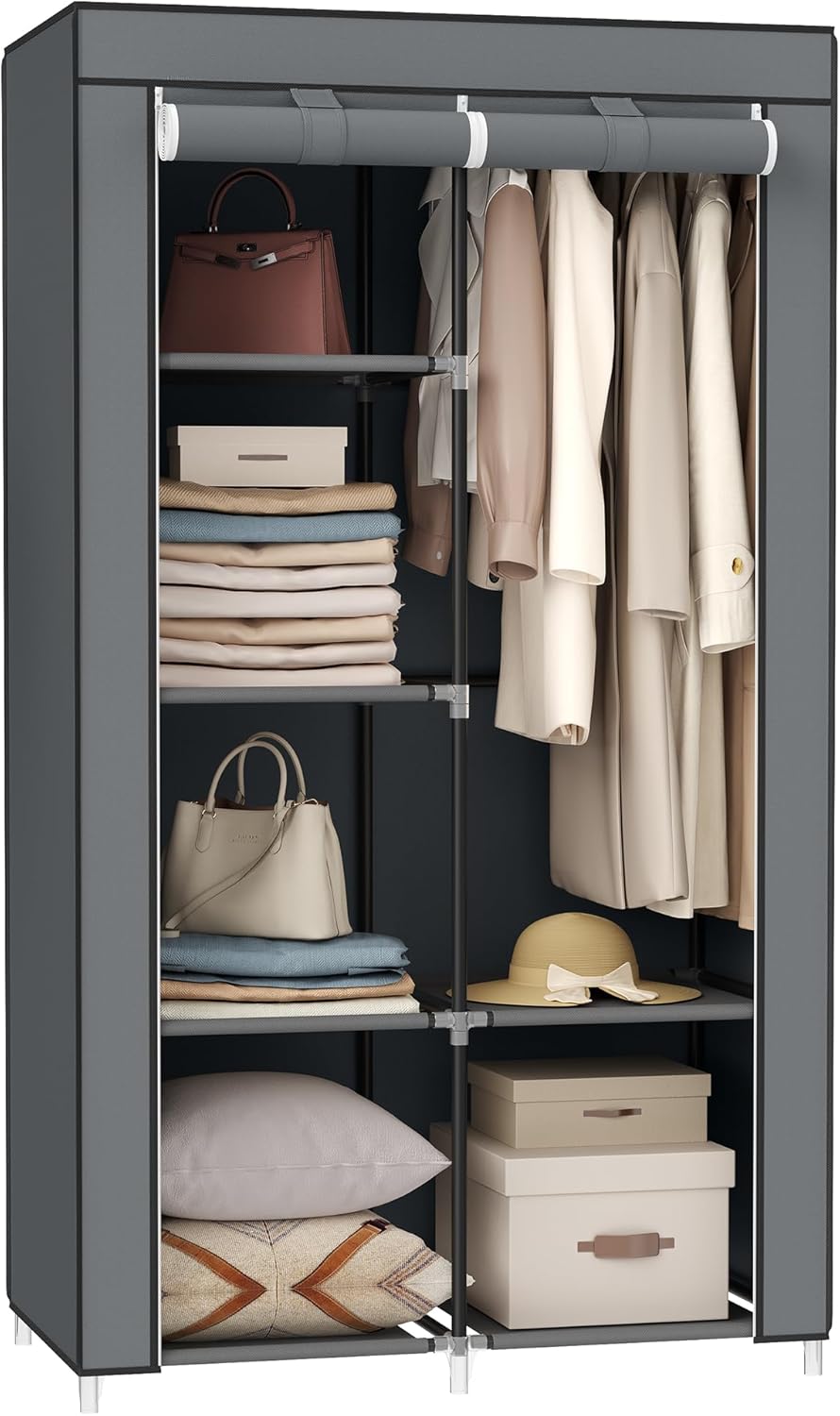 SONGMICS Armario de Tela, Armario de Ropa, con 1 Barra Colgante, 6 Estantes, Tela no Tejida, Marco de Metal, 45 x 88 x 168 cm, para Dormitorio, Pasillo, Gris RYG84G
https://m.media-amazon.com/images/I/C1gEFv2rVxL.pdf
