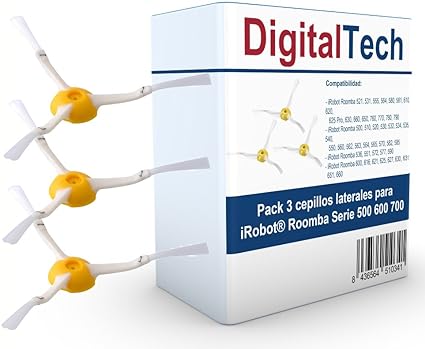 Pack de Tres cepillos Laterales de recambio compatibles para iRobot Roomba Serie 500 600 700. Recambios totalmente compatibles.