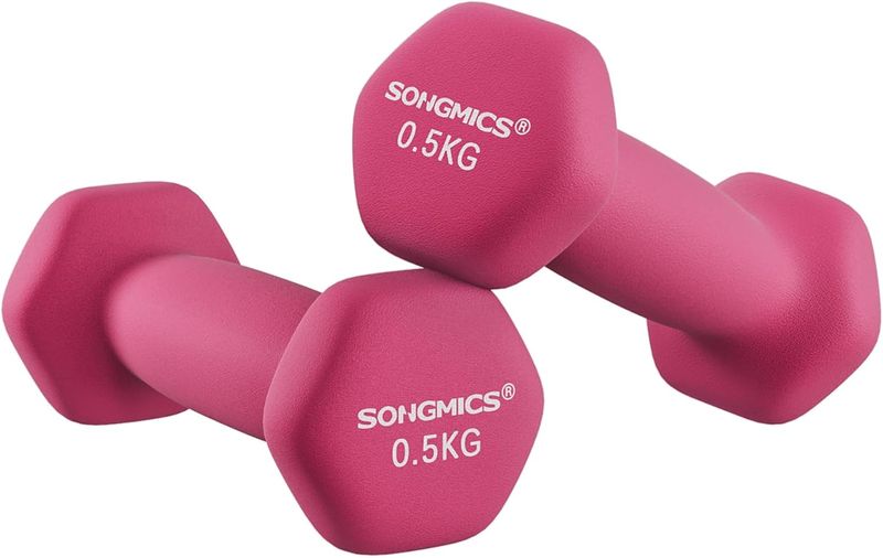 SONGMICS Juego de 2 Mancuernas, Pesas de Mano de Neopreno Antideslizante con Acabado Mate, Entrenamiento en Casa, Ejercicio de Fitness