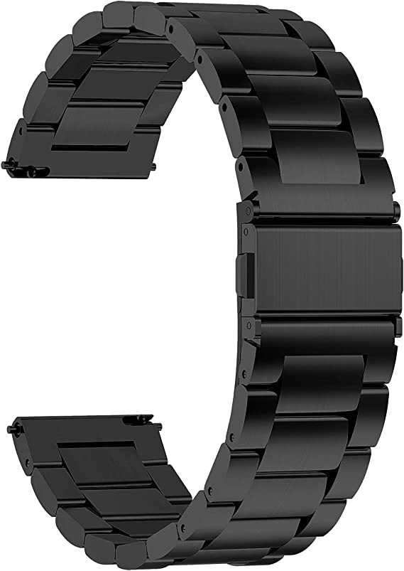 Fullmosa 4 Colores para Correa Metálica de Reloj de Liberación Rápida, Pulsera Reloj de Acero Inoxidable Talla  24mm Color Negro