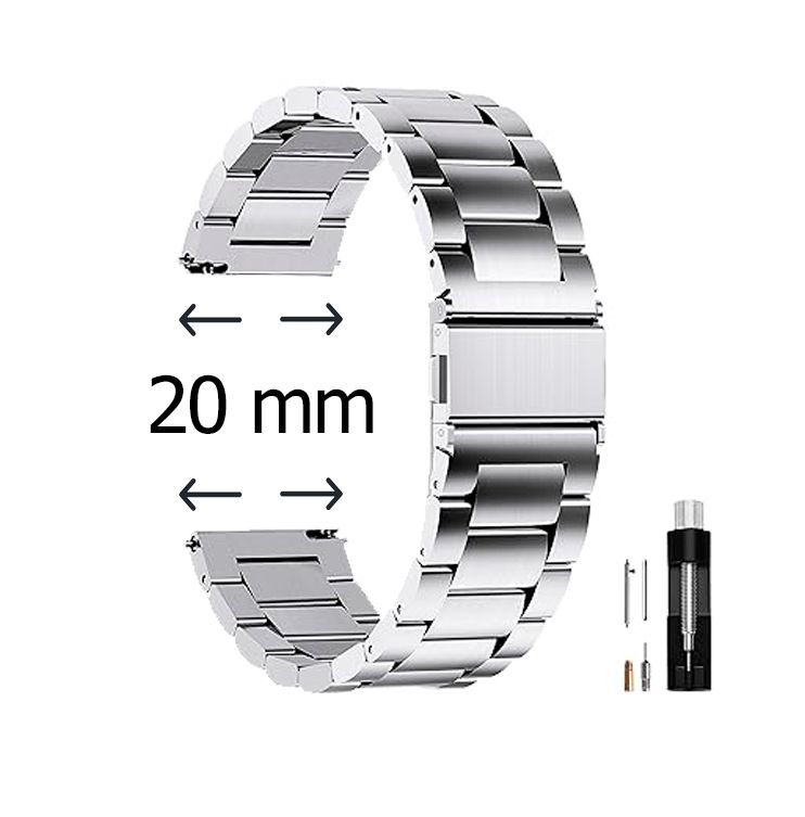 Fullmosa Correa Metálica de Reloj de Liberación Rápida, Pulsera Reloj de Acero Inoxidable Talla  20mm Color Acero 
