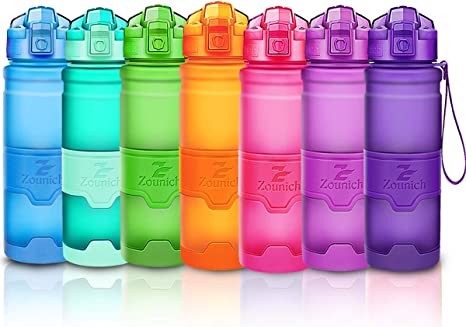 ZOUNICH Botella Agua Deporte Botellas Agua Niños sin BPA, Reutilizable Tritan Plástico Ecologica con Filtro, 400ml/500ml700ml/1l, Cantimploras para Gimnasio, Bicicleta, Colegio, Oficina, Viajes