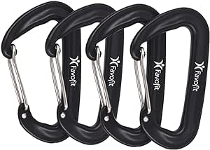 Favofit Mosquetón, Paquete de 4, 12KN (1200 KG) Mosquetones de Servicio Pesado para Acampar, Caminar, al Aire Libre y Gimnasio, etc, pequeños mosquetones para Correa de Perro