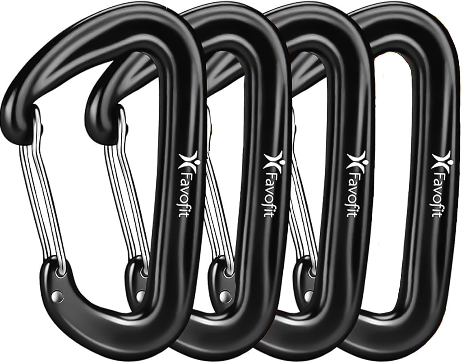 Favofit Mosquetón, Paquete de 4, 12KN (1200 KG) Mosquetones de Servicio Pesado para Acampar, Caminar, al Aire Libre y Gimnasio, etc, pequeños mosquetones para Correa de Perro
