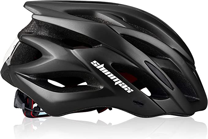 Casco Bicicleta Adulto,Shinmax Casco MTB con luz Casco Bicicleta con Visera Casco Ciclismo Hombre Mujer Certificado CE Ligero Ajustable Casco Bici Montaña para Ciclismo Skateboard 57-62CM