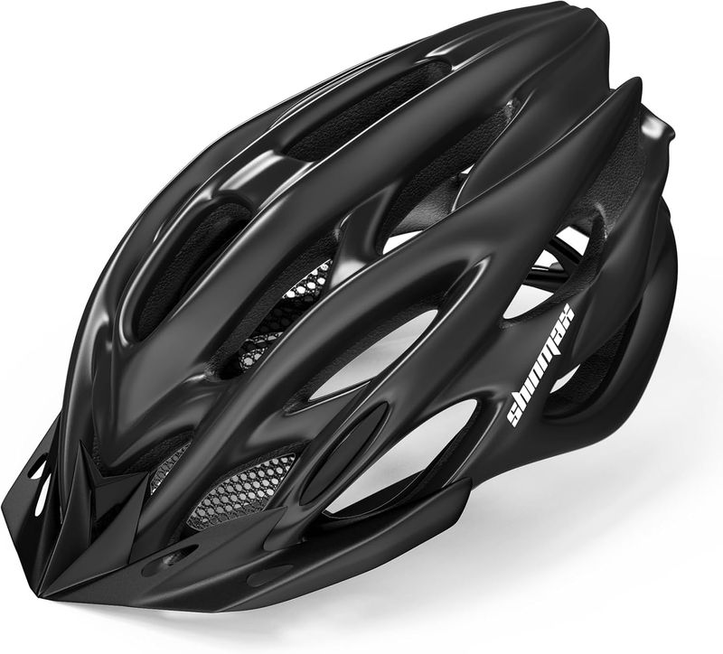 Casco Bicicleta Adulto,Shinmax Casco MTB con luz Casco Bicicleta con Visera Casco Ciclismo Hombre Mujer Certificado CE Ligero Ajustable Casco Bici Montaña para Ciclismo Skateboard 57-62CM