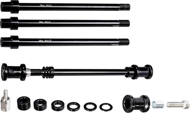TOPEAK Journey Trail TX Kit-P10, 180mm AL-7075 CNC Thru Axle w/M12 x Pitch 1.0mm Thread, w/Spacer Kit Ejes Ciclismo, Adultos Unisex, Negro (Negro), 180 mm x 1,5 mm / 18 cm