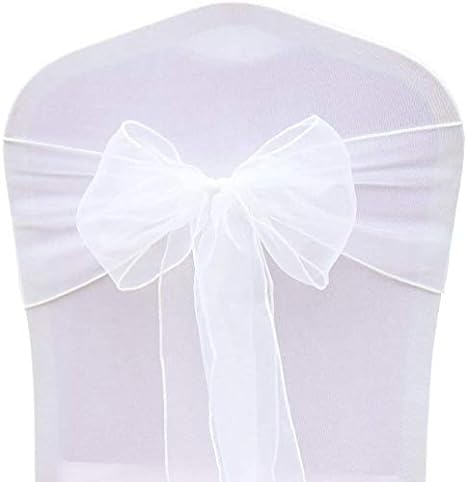 BIT,FLY 50 Pcs Schleifen fr Stuhlhussen - Organza Hochzeit Stuhlschleife 18 x 275CM Stuhldekoration fr Partys Hochzeiten Feiern, Weiß