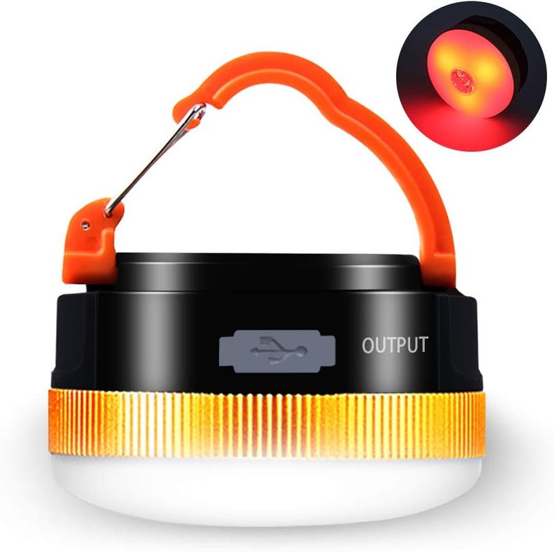 Karrong – Lámpara de camping LED USB recargable, mini imán, lámpara de camping, 4 modos, SOS resistente al agua, portátil, lámpara de camping para exterior, senderismo, camping, emergencia
