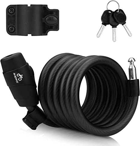 Candado de Bicicleta, con 3 Piezas de Llave Bloqueo de la Bicicleta,Alta Seguridad,Candado Cable Acero Candado Bici Combinacion 180cm/12mm,para Bicicleta/Bicicleta de Montaña, etc