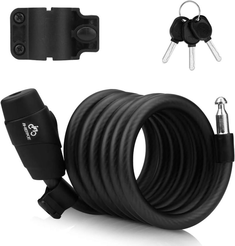 Candado de Bicicleta, con 3 Piezas de Llave Bloqueo de la Bicicleta,Alta Seguridad,Candado Cable Acero Candado Bici Combinacion 180cm/12mm,para Bicicleta/Bicicleta de Montaña, etc