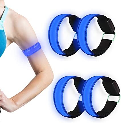Nasharia Banda Reflectante, 4 Piezas Brazalete LED Running, Alta Visibilidad y Ajustable Brazalete Reflectante, Banda Reflectante LED Brazalete para Correr, Practicar Senderismo o Ciclismo,etc.
