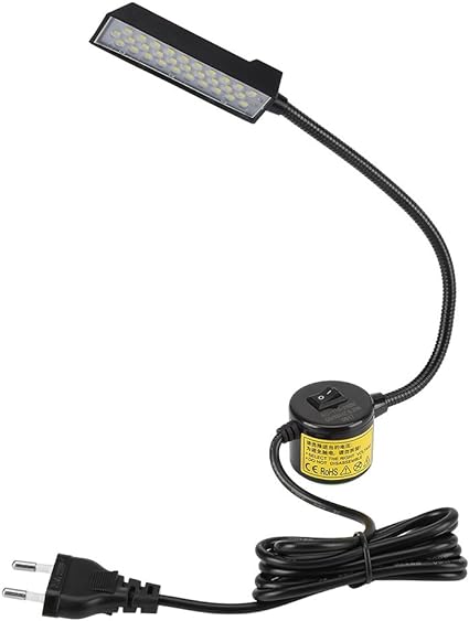 HEEPDD Luz de máquina de Coser, 30 LED Luz de Trabajo Flexible de Cuello de Cisne con Base magnética para Bancos de Trabajo de máquinas de Coser Lámparas de tornos(Enchufe de la UE)