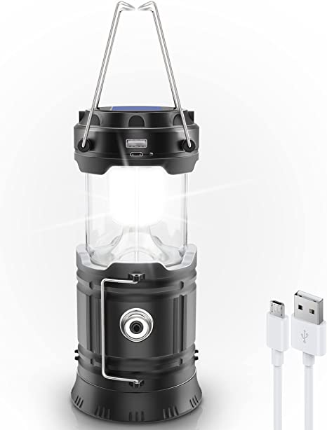Linterna de camping, linterna portátil LED 2 modos, alimentación USB, ultra brillante 500LM, plegable, resistente al agua, apto para senderismo al aire libre, pesca