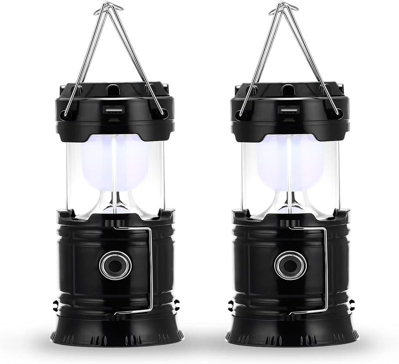 Linterna de camping, linterna portátil LED 2 modos, alimentación USB, ultra brillante 500LM, plegable, resistente al agua, apto para senderismo al aire libre, pesca