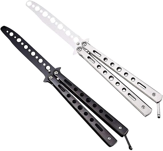 Ideal Swan 2PC Navaja Mariposa Sin Filo Cuchillo Mariposa Sin Filo Butterfly Knife Entrenamiento Balisong Trainer Navajas Mariposa Practica