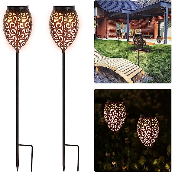 Görvitor luces solares para jardín, lámparas solares LED de luz cálida para jardín al aire libre, luces de jardín de 69 CM IP65 a prueba de agua, luces solares para exteriores, luces decorativas