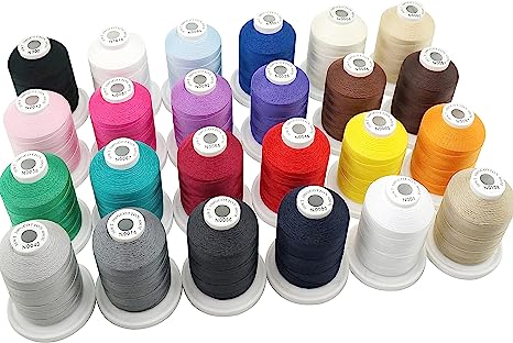 New brothread 24 Colores Básicos multipropósito Hilo de algodón 100% Mercerizado 30WT (50S/3) 600M para acolchar, Coser y Bordar