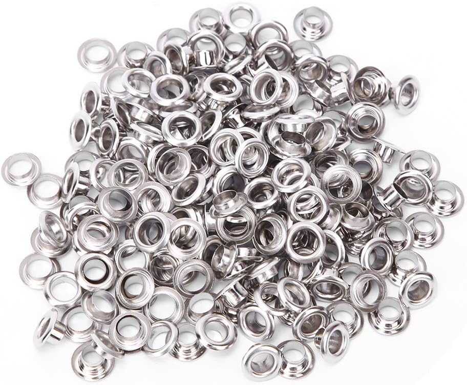 Zerodis 100 Juegos de Ojales de Ojales, Ojales de latón de 4 mm de Metal sólido Reemplazo de reparación de Ojales de Estilo Antiguo con Kit de Juntas(Plata)