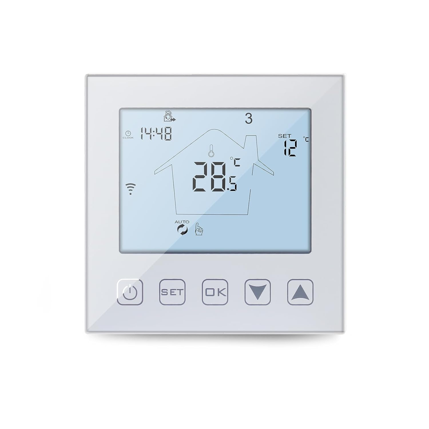 KETOTEK Termostato WiFi Calefacción por Suelo Radiante Agua 3A Alexa Google Assistant Compatible, Digital Termostato de Ambiente Programable Tuya Smart Life App Control 220V Blanco