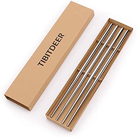 Tibitdeer Palillos reutilizables de titanio, 2 pares, ultra ligeros, profesionales (Ti) titanio, 9 1/2 pulgadas, aptos para lavaplatos, palillos de titanio satinado cepillado