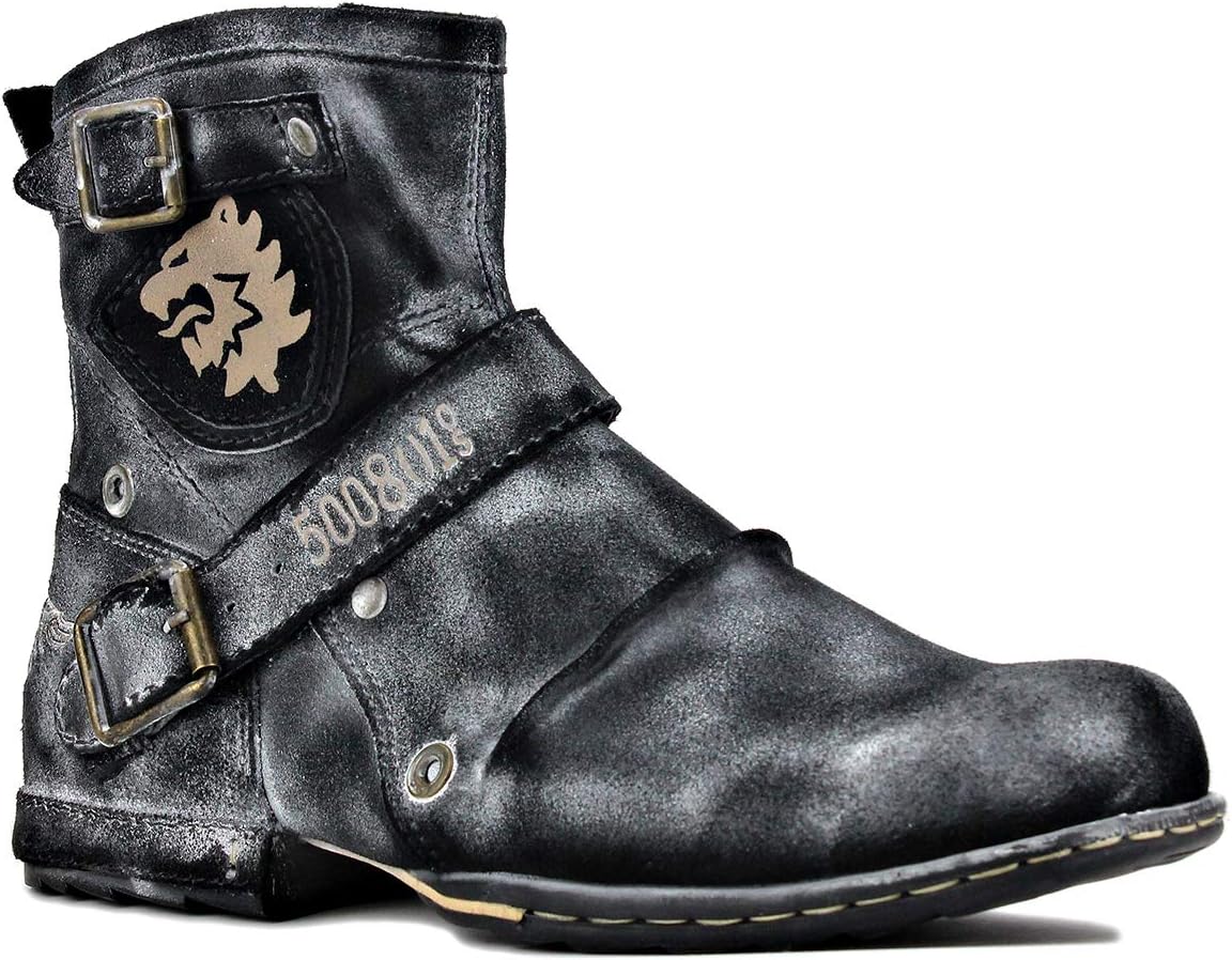 OSSTONE Hombres 5008-1-N Chukka Cuero Casuales Botas