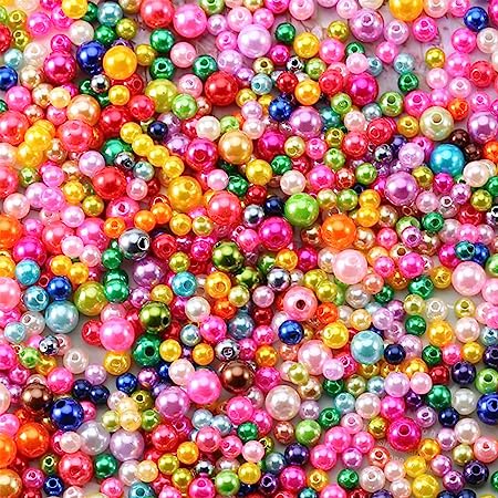 ToBeIT Perlas para enhebrar aprox. 3500 unidades, multicolor, perlas artificiales, para manualidades de bisutería, collares, pulseras (4/6/8 mm)
