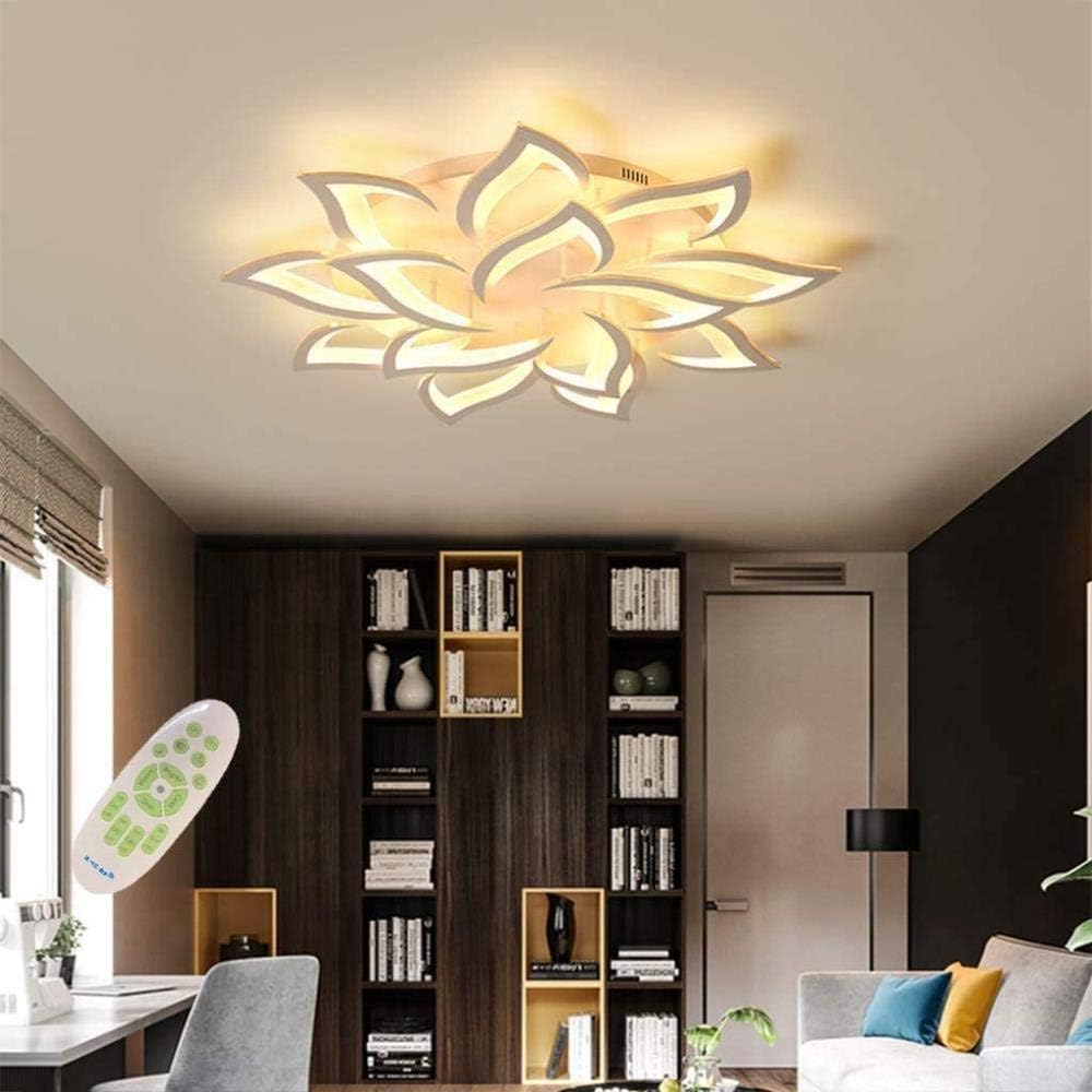 Lámpara de techo LED regulable para sala de estar con control remoto, cambio de color, lámpara de techo moderna para dormitorio, lámpara de araña regulable, 14 cabezales/Ø100cm/39.3in