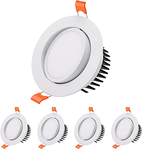 SOOBAY Foco Empotrable LED Techo 7W Blanco Frio 6000K Iluminación Empotrada Ángulo de 40 ° Ajustable IP44 750LM Downlight led Empotrable Redondo 4pack