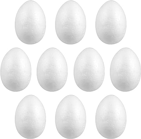 PRETYZOOM Huevos de poliestireno de 10 cm para pintar, bolas de poliestireno, figura de huevo, decoración para manualidades, juguetes para niños, Pascua, cumpleaños, fiestas, regalos, decoración de Pascua, color blanco, 10 unidades