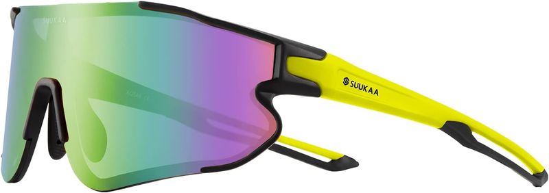 SUUKAA Ciclismo Gafas CE Certificación Polarizadas con 3 Lentes Intercambiables UV 400 Gafas,Corriendo,Moto,MTB Bicicleta Montaña,Camping y Actividades al Aire Libre para Hombres y Mujeres TR-90