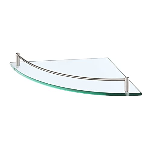 Estante de ducha KES, estante de esquina de vidrio, estante de vidrio de 7 mm, estante de vidrio templado para baño, estante de pared, estante de ducha con soporte, estante de baño de esquina, montaje en pared cepillado, BGS2101A-2
