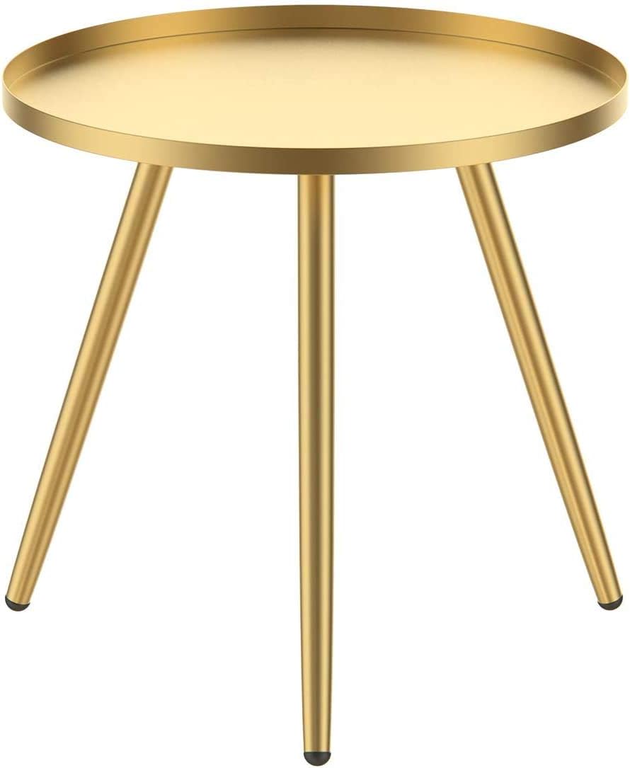 H HOMEWINS Mesa auxiliar de metal, 46 x 50 cm, moderna, redonda, para salón, mesa de café, mesa de noche, práctica mesita de noche para dormitorio

