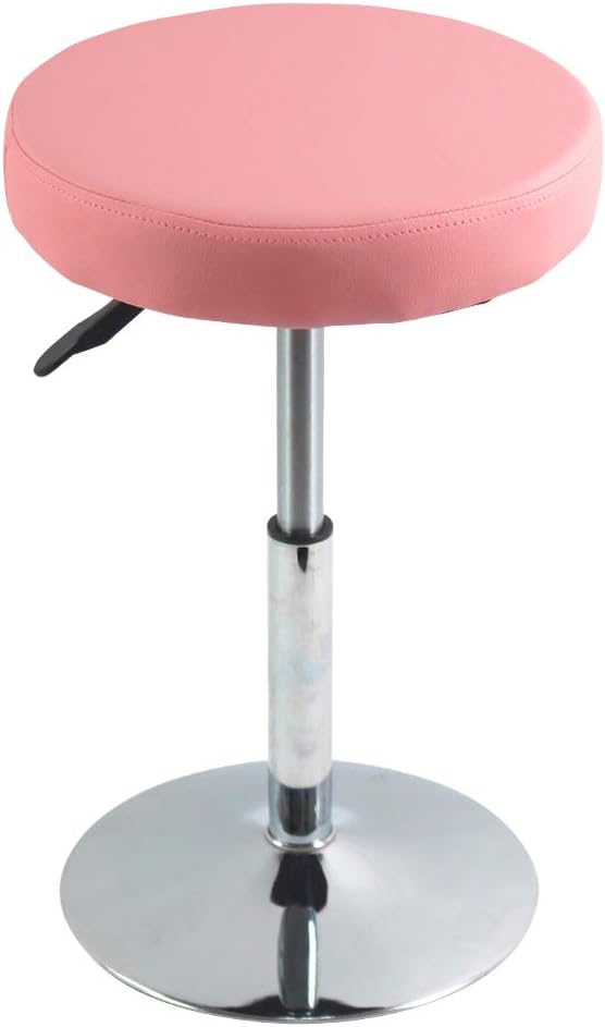 FURWOO Taburete de barbero Redondo de Cuero PU Taburete de Sala de Consulta Taburete de Sala de Estar Taburete de Barra de Cocina Multifuncional Ajustable en Altura sin Respaldo