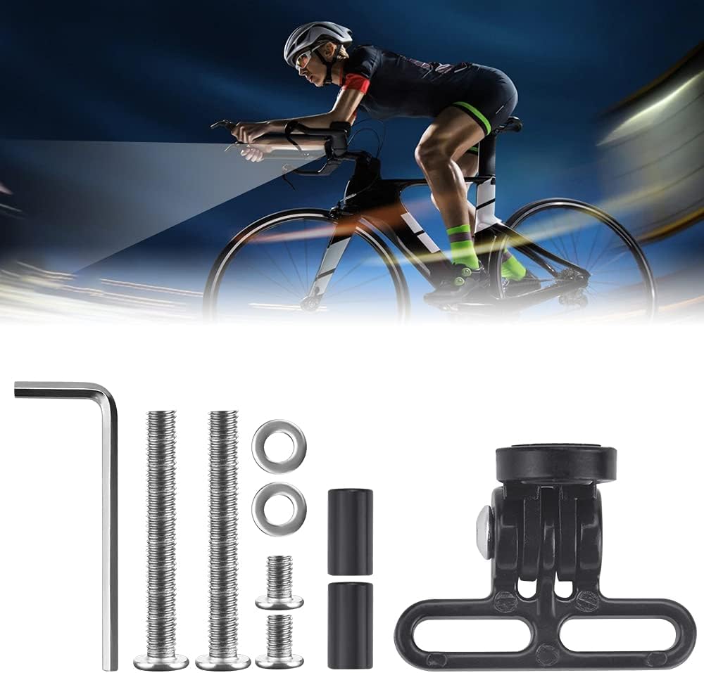 EMAGEREN Soporte Luz Delantera Bicicleta Soporte para Linterna Bicicleta de Aleación de Aluminio Soporte Faro Bicicleta Negro con Llave Accesorios de Bicicleta para Cámara Deportiva o Luz Delantera