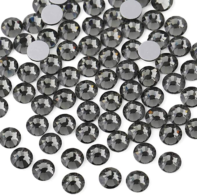 Beadsland 1440 piezas de diamantes de imitación de cristal con parte trasera plana, gemas redondas para arte de uñas y manualidades,diamante negro,SS3,1.2-1.4mm