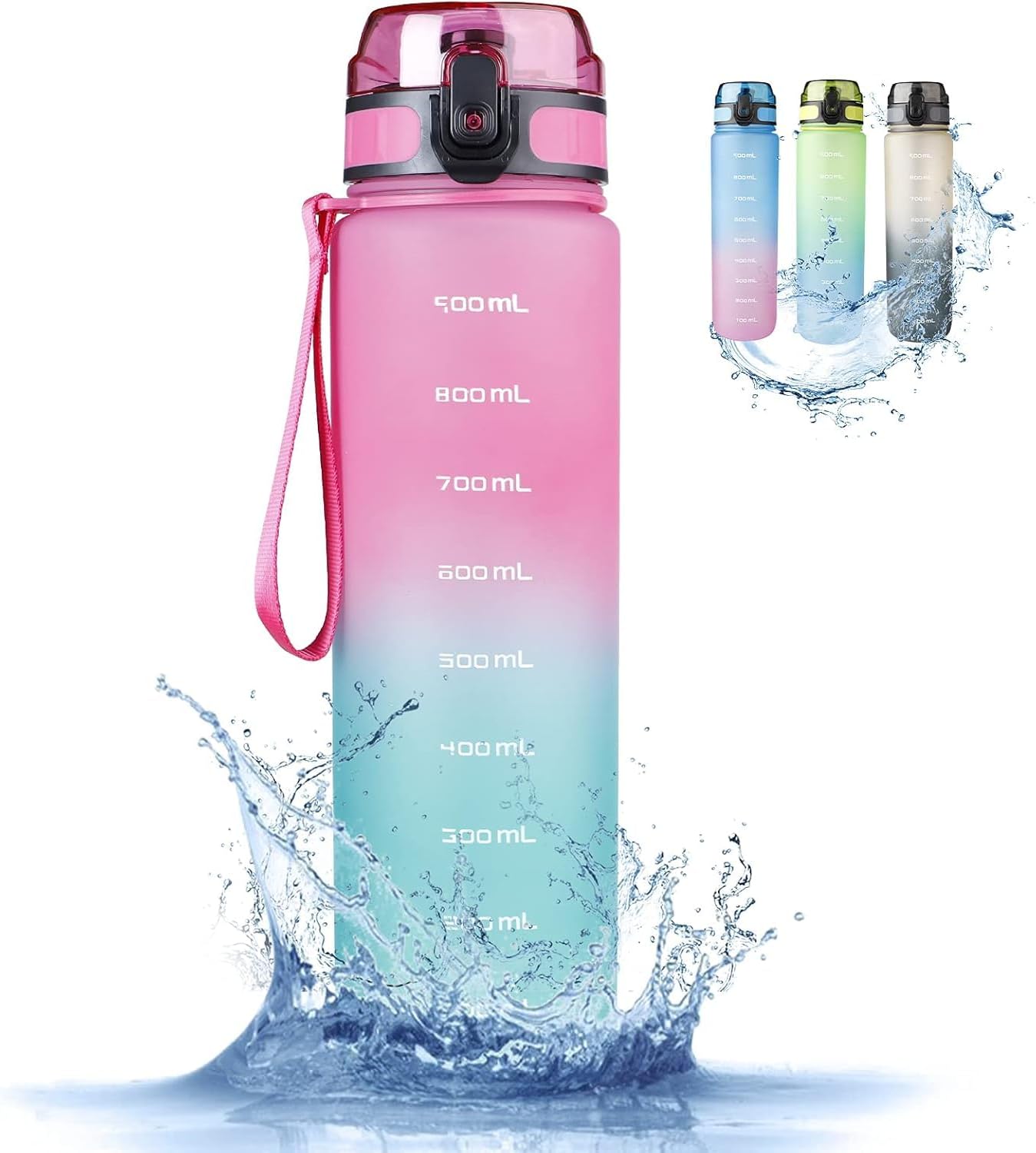 RaMokey Botella de Agua Deportiva 1l, Botella Agua sin BPA Tritan Reutilizable, para , Deporte, Escuela, al Aire Libre, Yoga, fitness, correr