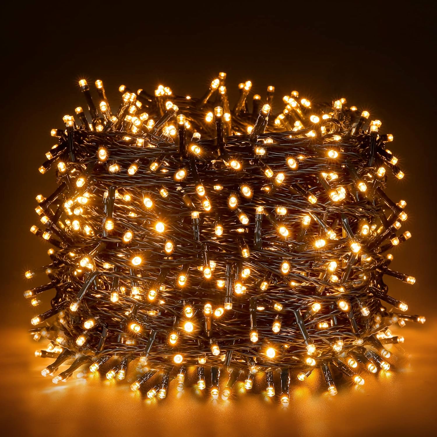 Ulinek Luce de Navidad Exterior, 1000LED 25M Guirnalda Luces LED Habitacion IP44 8Modos Cadena Luce LED Decoracion Habitación para Interior Jardin Arbol Navidad Fiesta Bodas, Blanco cálido