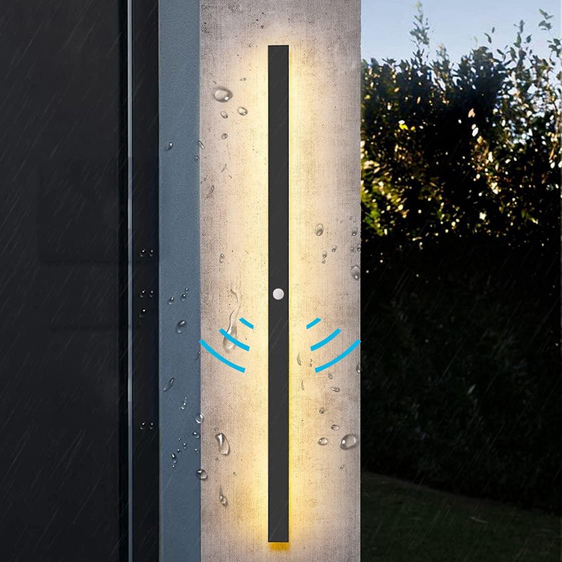 Aplique LED exterior con sensor de movimiento, grado de protección IP65. Fabricado en aluminio fundido con pantalla acrílica. Disponible en potencias de 19W y 60CM. Temperatura