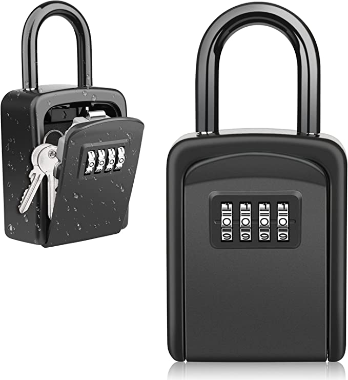 Diyife - Caja de llaves con gancho, llave para el exterior, impermeable, caja de llaves de seguridad, combinación de llaves, almacenamiento caja de bloqueo, para casa, garaje en la escuela, color negro