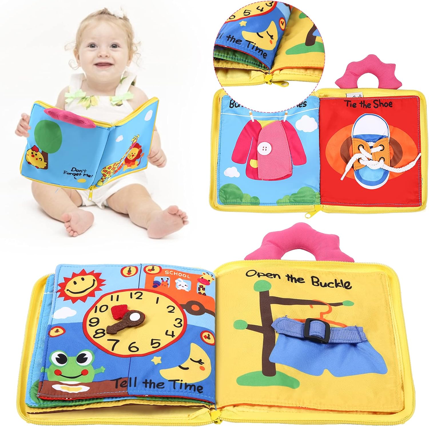 Herefun Libro Activity Bebé, Libros de Tela para Bebés Busy Board para Niños, Libros de Tela de Aprendizaje Tempran Libros Blandos Aprender a Habilidades Juguetes Educativos para Niños Pequeños
