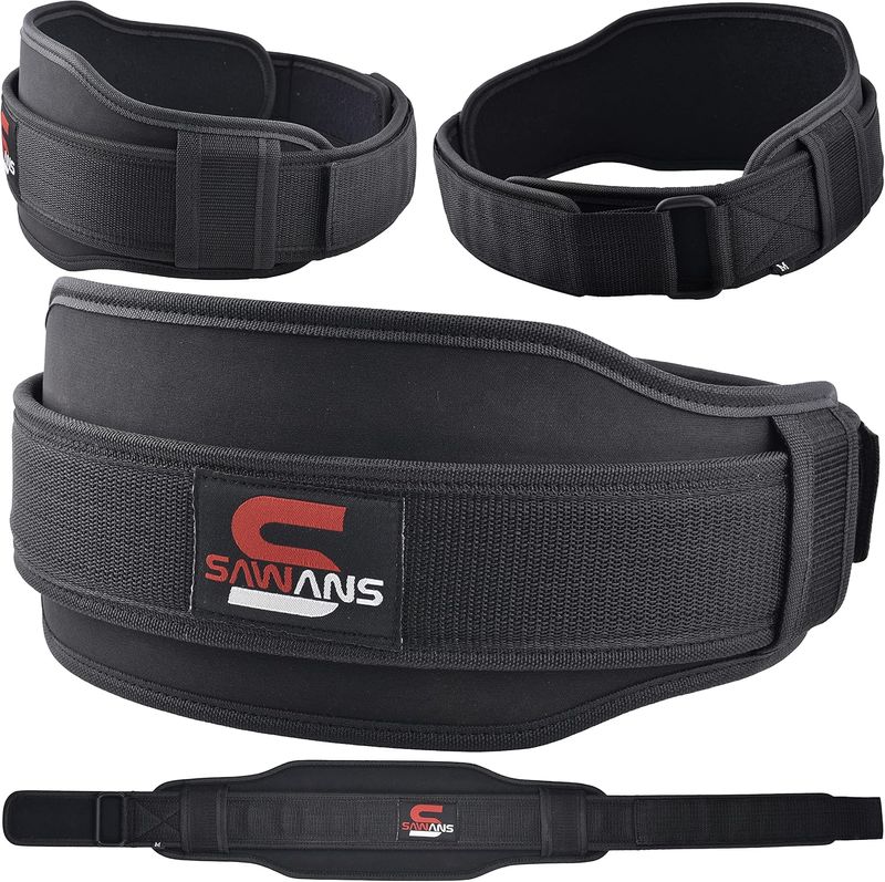 SAWANS Cinturón de levantamiento de pesas de neopreno de doble resistencia de 14 cm, para hombres y mujeres, soporte de levantamiento de pesas, sentadillas, equipo de elevación de tierra