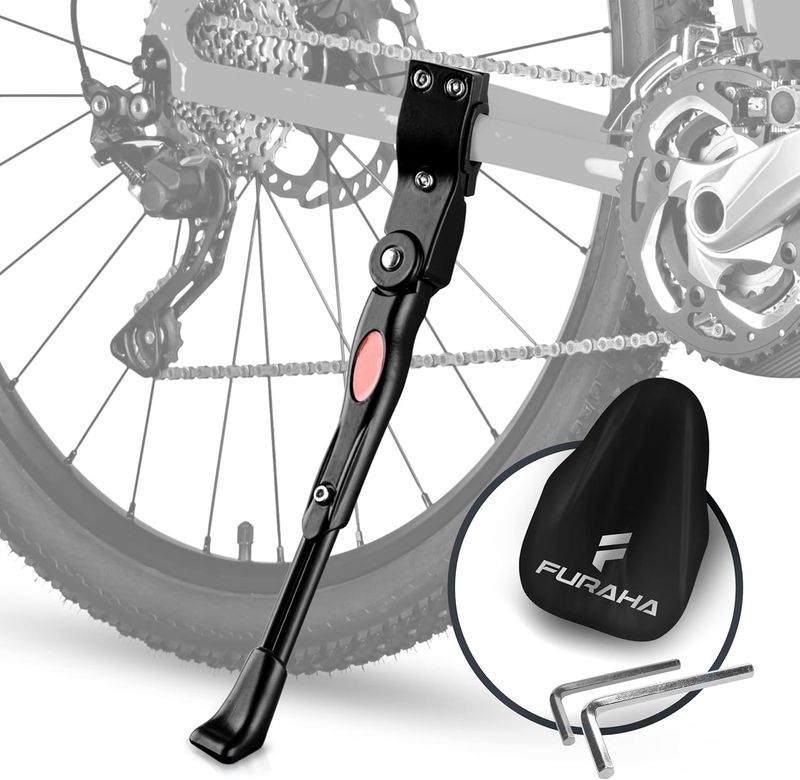 Furaha Caballete universal para bicicleta de 24 a 28 pulgadas, aleación de aluminio, antideslizante, altura regulable, incluye material de montaje para bicicleta de montaña, de carretera, MTB, etc.