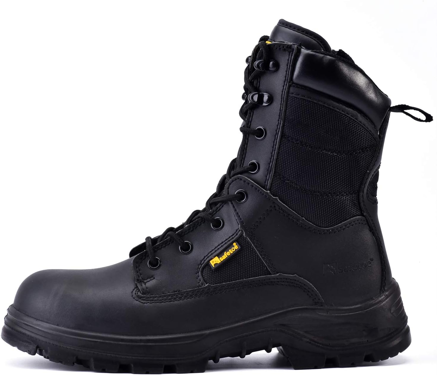Safetoe Zapatos de Seguridad Hombres y Mujeres, S3 Botas de Seguridad Trabajo Militar con Cuero Impermeable, Puntera con Punta de Acerol Ligeros Calzado para Cremallera, Plantilla mas Comodas…. Talla 42