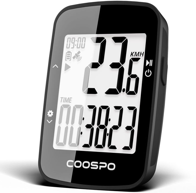 COOSPO BC26 Ciclocomputador Bicicleta GPS Bluetooth, Ciclismo Ordenador Inalámbrico con Alarma de Velocidad, Pantalla LCD de 2.3 Pulgadas IPX7 Impermeable para Bicicleta de Carretera MTB Bicicleta
